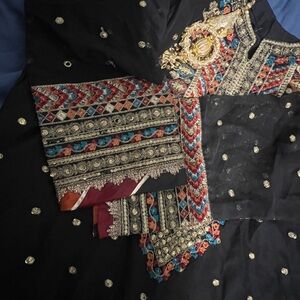 Embroidered Black Long Sleeve Dress